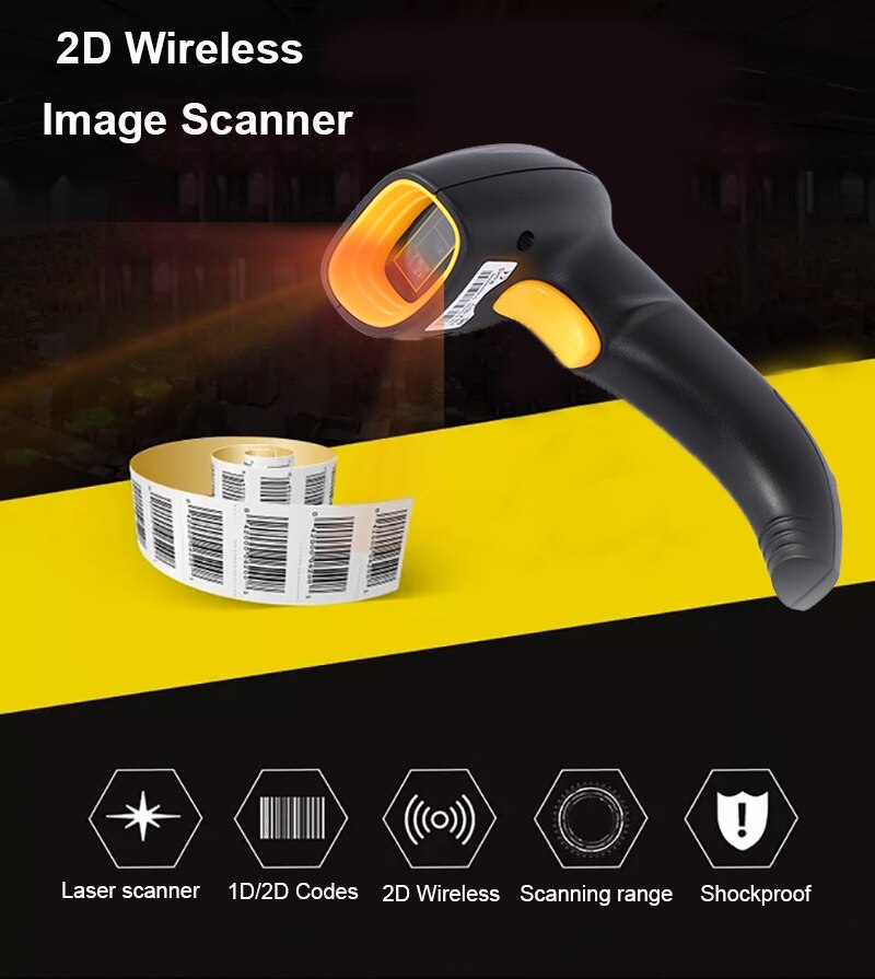 1D2DWirelessBarcodeScannerBluetoothCodeReaderQRBarCodeScannerSupportMobilePhonei